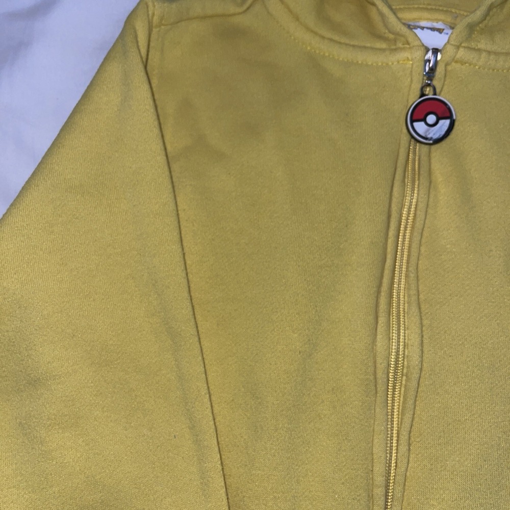 Pokemon Pikachu Face Hoodie Size Small Youth Sweatshirt Zipper Front Yellow - Picture 5 of 13